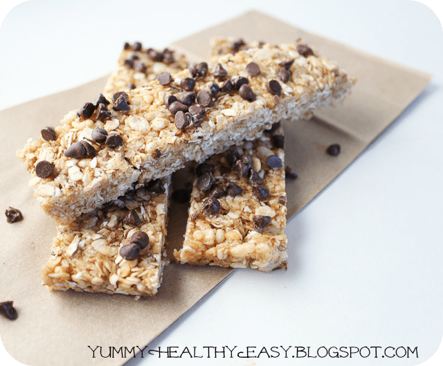 Chewy No-Bake Chocolate Chip Granola Bars