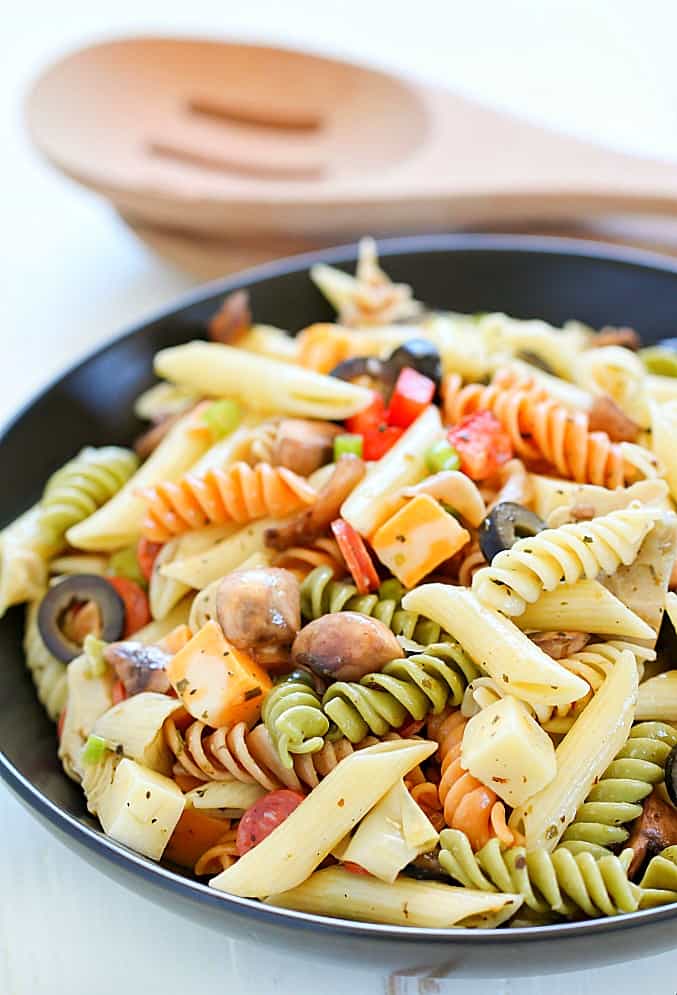 You will only make this Best Ever Pasta Salad recipe once you try it once! It's a crowd pleaser that makes a huge bowl of amazing pasta salad!