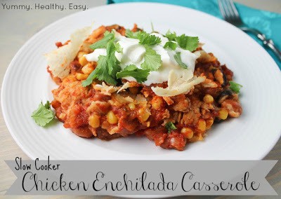 Slow Cooker chicken Enchilada Casserole