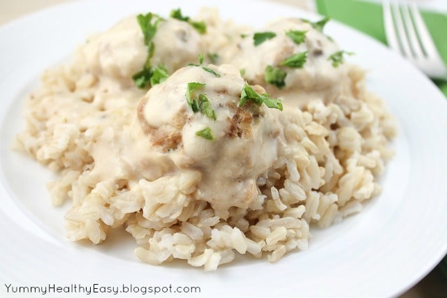 These Baked Turkey Meatballs in Cream Sauce are the most rich and flavorful meatballs I’ve ever had. Even when made with lean ground turkey, they are crazy moist!
