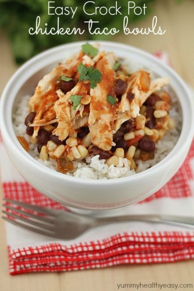 Easy Crock Pot Chicken Taco Bowls