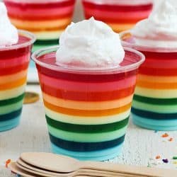 Rainbow Jello Cups | a fun treat to make & serve for a side dish, snack or dessert! #stpatricksday #rainbow
