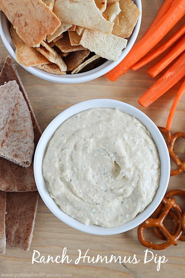 Ranch Hummus Dip | Perfect paired with fresh veggies & pita chips and is FULL of protein and flavor! It's a creamy and delicious dip that takes only 5 minutes to throw together! Ranch Hummus Dip | Perfect paired with fresh veggies & pita chips and is FULL of protein and flavor! It's a creamy and delicious dip that takes only 5 minutes to throw together!