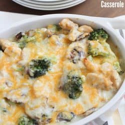 This healthy casserole is filled with chicken, broccoli and mushrooms in a light & creamy sauce. Your family will love it!