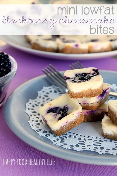 Mini Low-Fat Blackberry Cheesecake Bites by Happy Food Healthy Life Mini Low-Fat Blackberry Cheesecake Bites by Happy Food Healthy Life