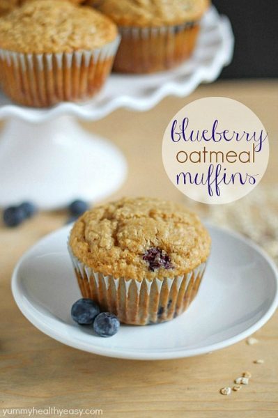 Moist & fluffy muffins filled with oats and blueberries! Healthy, easy and delicious breakfast or snack!