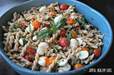 Roasted Tomato Caprese Pasta - Joyful Healthy Eats