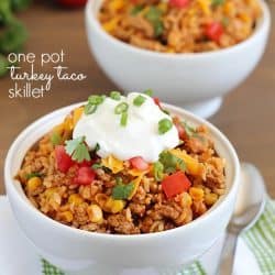 Turkey Taco Skillet - easy and healthy 30 minute meal cooked all in one pot!