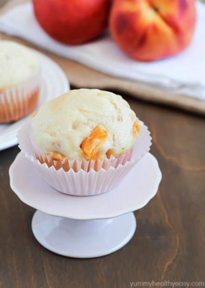 Peach Muffins -easy homemade muffins filled with chunks of peach. The best breakfast or snack!