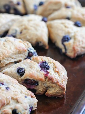 Whole Wheat Blueberry Scones - delicious scones made healthier and filled with blueberries!