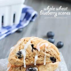 Whole Wheat Blueberry Scones - delicious scones made healthier and filled with blueberries!
