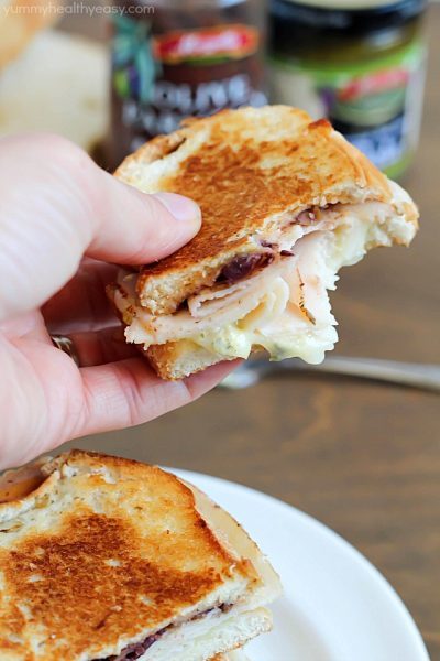 Chicken Pesto Panini with sliced chicken, mozzarella cheese, Mezzetta Everything Spread and a creamy pesto mayo. Ooey, gooey, amazing! #ad