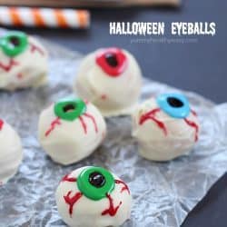 Peanut Butter Truffle Halloween Eyeball Recipe - a spooky Halloween treat with only 4 ingredients!