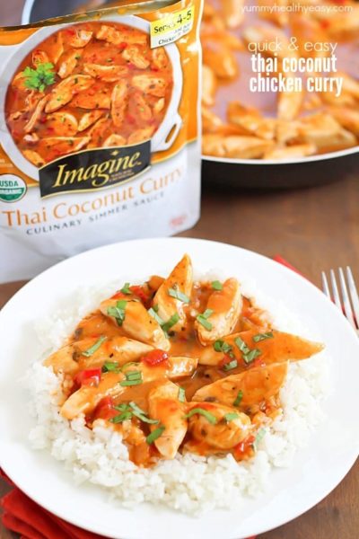 Quick & Easy Thai Coconut Chicken Curry - made in 10 minutes and all in one pan. Doesn't get much easier than that! #panwithaplan #imaginenation