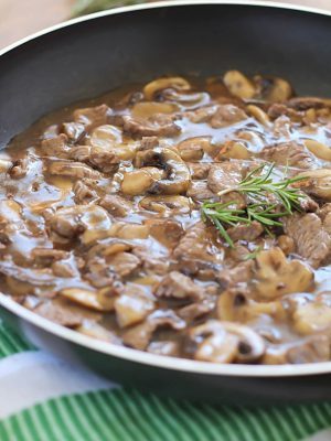 Quick & Easy Beef and Mushrooms recipe, cooked in one pot and in 15 minutes! Perfect comfort food dinner for a busy night, using only 3 ingredients.