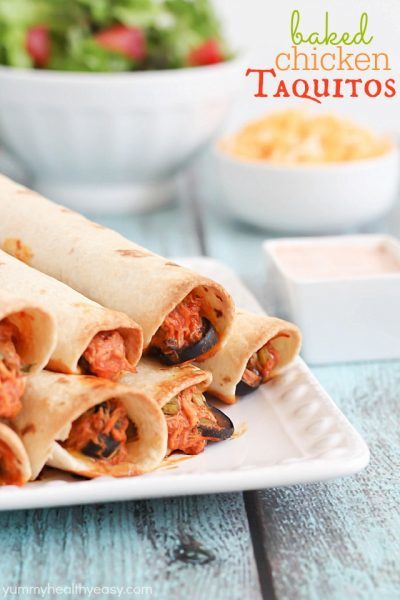 Baked Chicken Taquitos - only a handful of easy ingredients and is cooked in under 30 minutes.