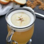 Warm, creamy, delicious caramel hot apple cider cooked right in the crock pot, and with only 4 easy ingredients!