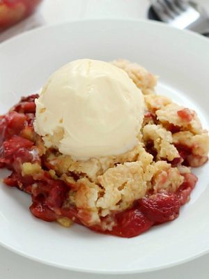 Strawberry Dump Cake has only a few ingredients and is easily layered aka "dumped" in a cake pan and baked. No stirring and no mixing bowl required!! Top with a scoop of ice cream, and you have yourself just about the best dessert ever invented. :)