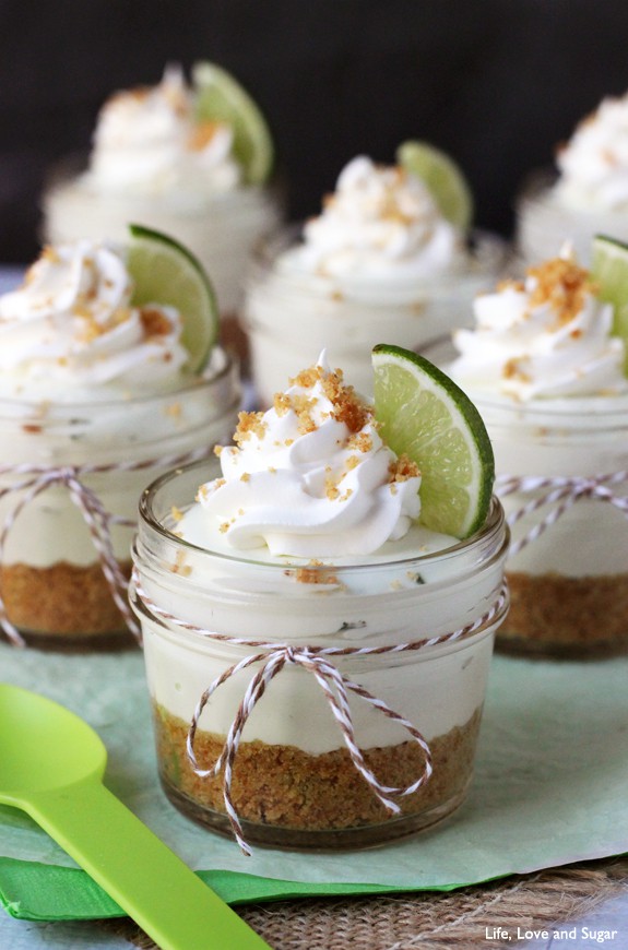 No Bake Key Lime Cheesecake - These little cheesecakes are made in jars and perfect for sharing!