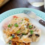 Chicken Cordon Bleu Casserole is an easy dinner recipe, cooked in one pan! Just layer in one dish and bake. So easy and so delicious! A great comfort food dinner for the whole family! AD