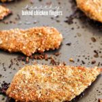 Healthy Baked Chicken Fingers with an almond-herb crust. These are my go-to easy dinner idea and my favorite way to eat chicken! They're incredibly flavorful and delicious! AD