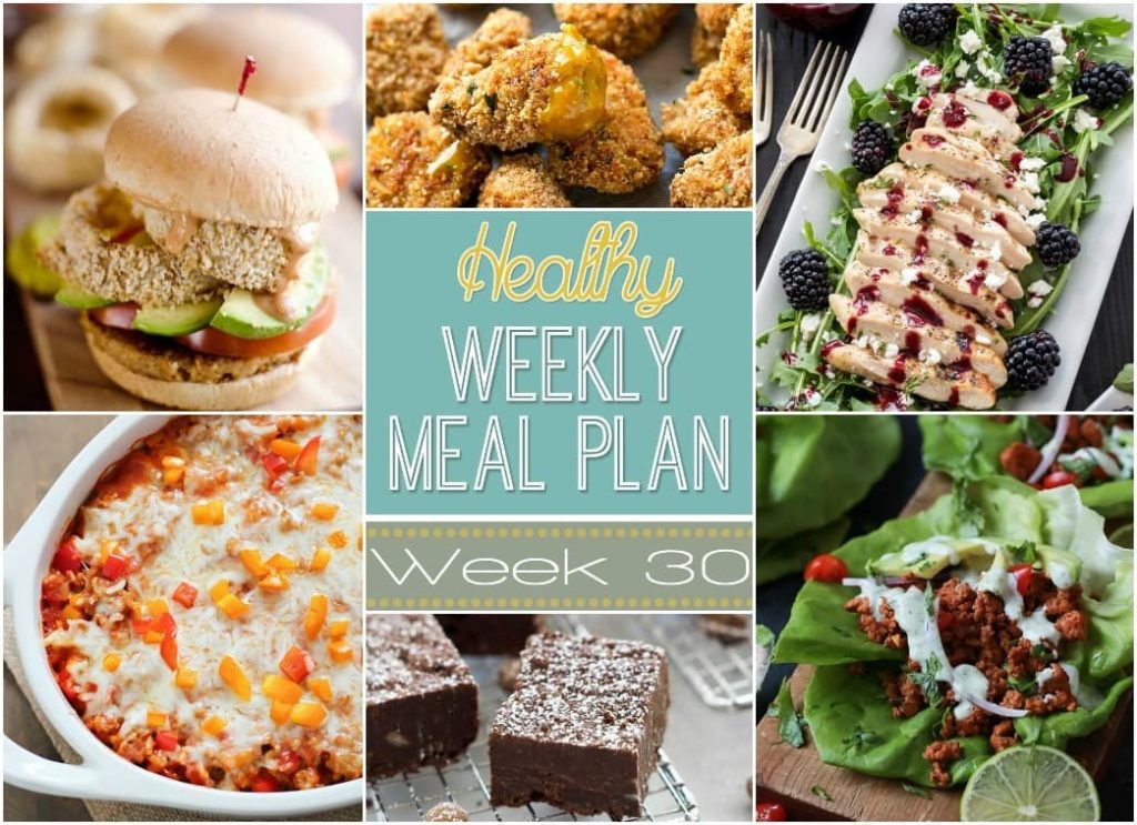 Want to save money on groceries and eat healthier? Plan out your meals for the week with our Healthy Weekly Meal Plan! Week 30 is filled with so many great recipes! Lots of healthy main dishes to add to your dinner rotation! Plus a breakfast, lunch, snack and even an amazing dessert, too!