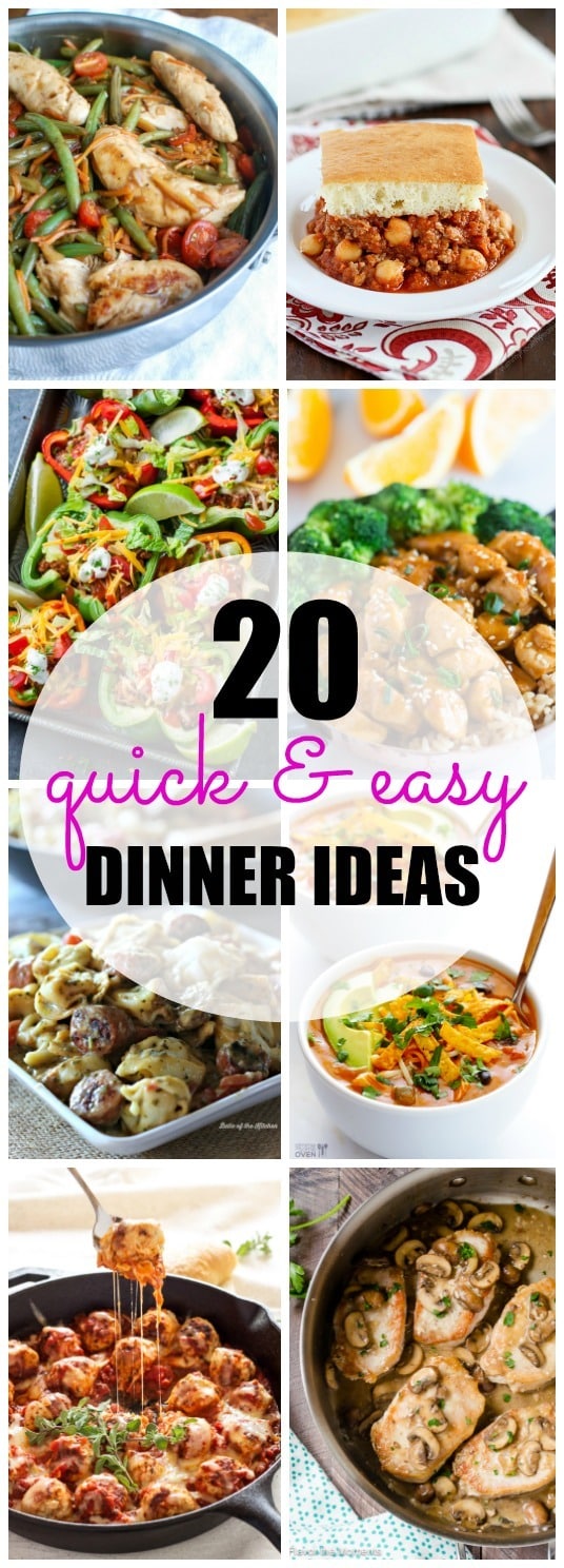 Easy dinner recipes to the rescue! Pressed for time when it comes to weeknight meals? Here are 20 Quick and Easy Dinner recipes to help you get food on the table in 30 minutes or less!
