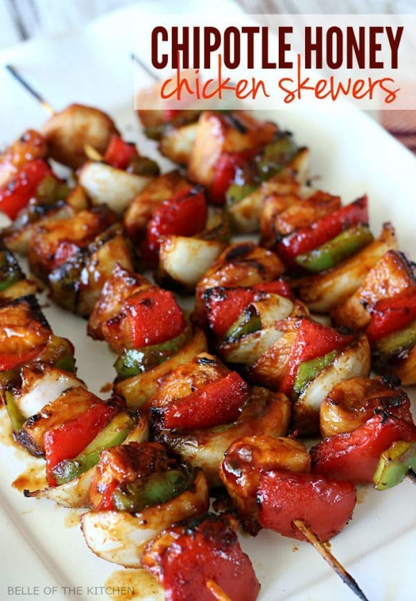 Chipotle Honey Chicken Skewers by Belle of the Kitchen