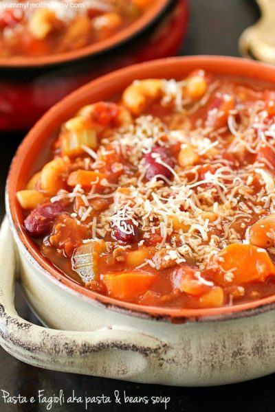 Pasta e Fagioli, which means pasta & beans in Italian, is an easy soup recipe full of beans, ground beef, a little bit of pasta and a lot of flavor! This Olive Garden copycat is a great dinner recipe for any night of the week!