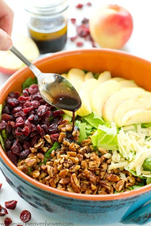 Loaded with crisp apples, homemade candied pecans, a tangy maple balsamic dressing, and tons of other fall goodness, this Bistro Fall Salad is the ultimate way to celebrate the season!