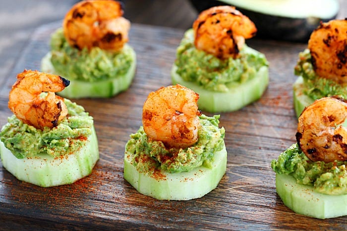 Looking for a healthy appetizer to bring to a get together or BBQ? I've got you covered with this recipe for Low Carb Avocado Shrimp Cucumber Appetizer!