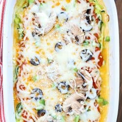 Get all the pizza goodness in this healthy Zoodle Pizza Casserole!