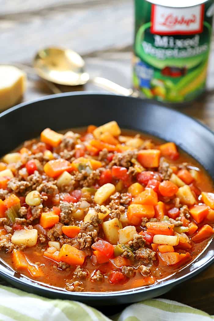This Easy Vegetable Beef Soup Recipe is a great way to sneak vegetables into your kids' diet and it tastes incredible! AD