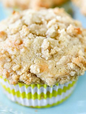 Close-up square photo of a banana muffin
