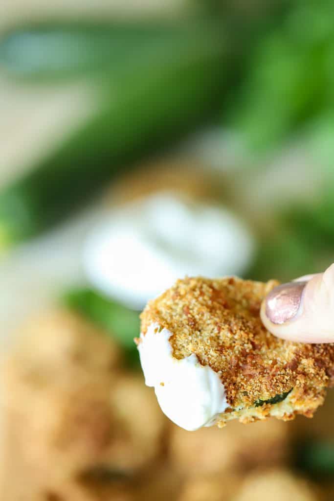 Saucy dipped Zucchini Chips!